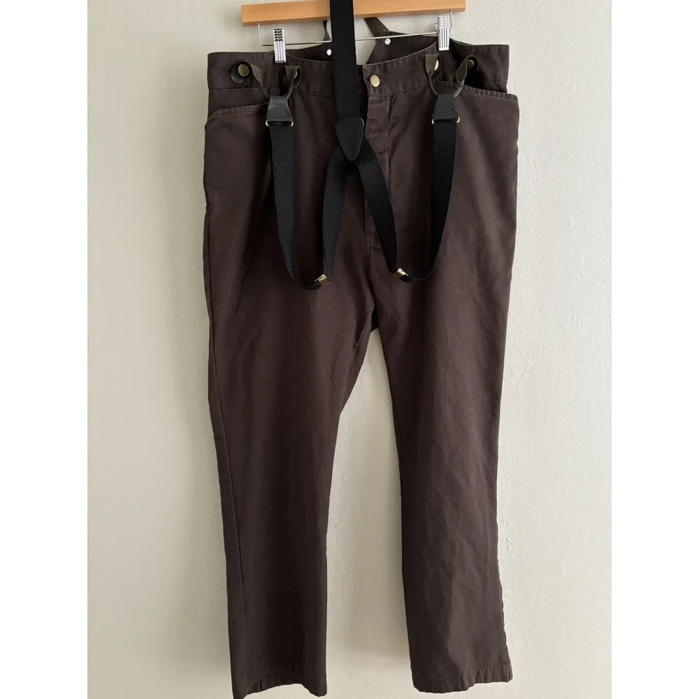 Frontier‎ Classics Brown Pants w/Suspenders Buckle Back Old Western Cowboy 40x29